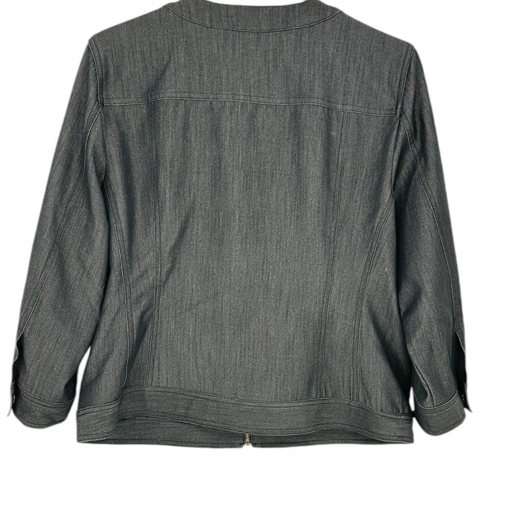 Ruby Rd Black Denim Jacket Womens Size 12 Beaded Embellished Zip Front Stretch - Picture 4 of 8